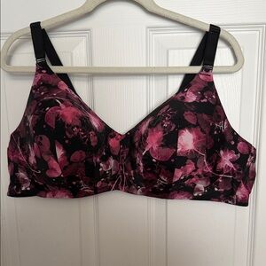 Floral Print Women's Bra in Black and Pink